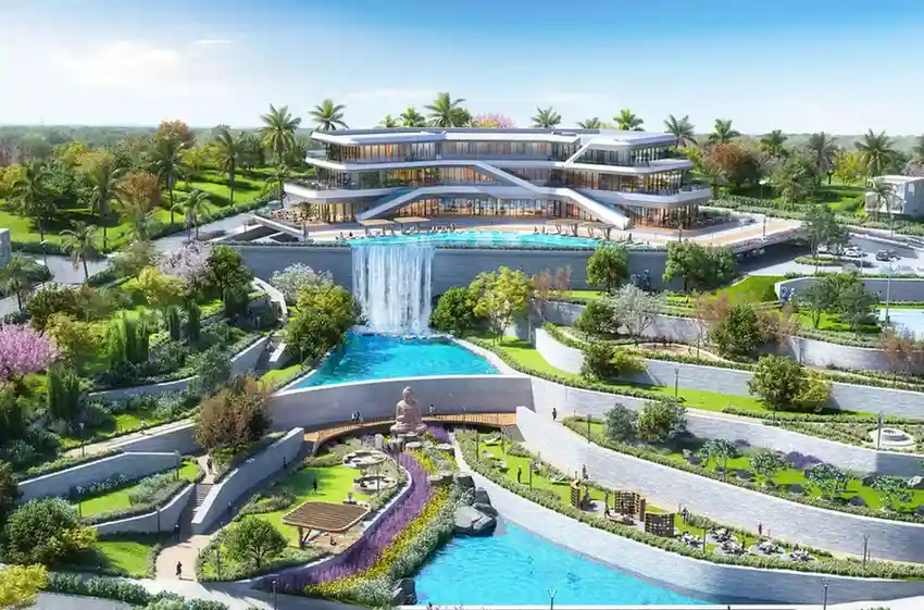 fountain with geen view navratan vrindavan global hoabl plot
