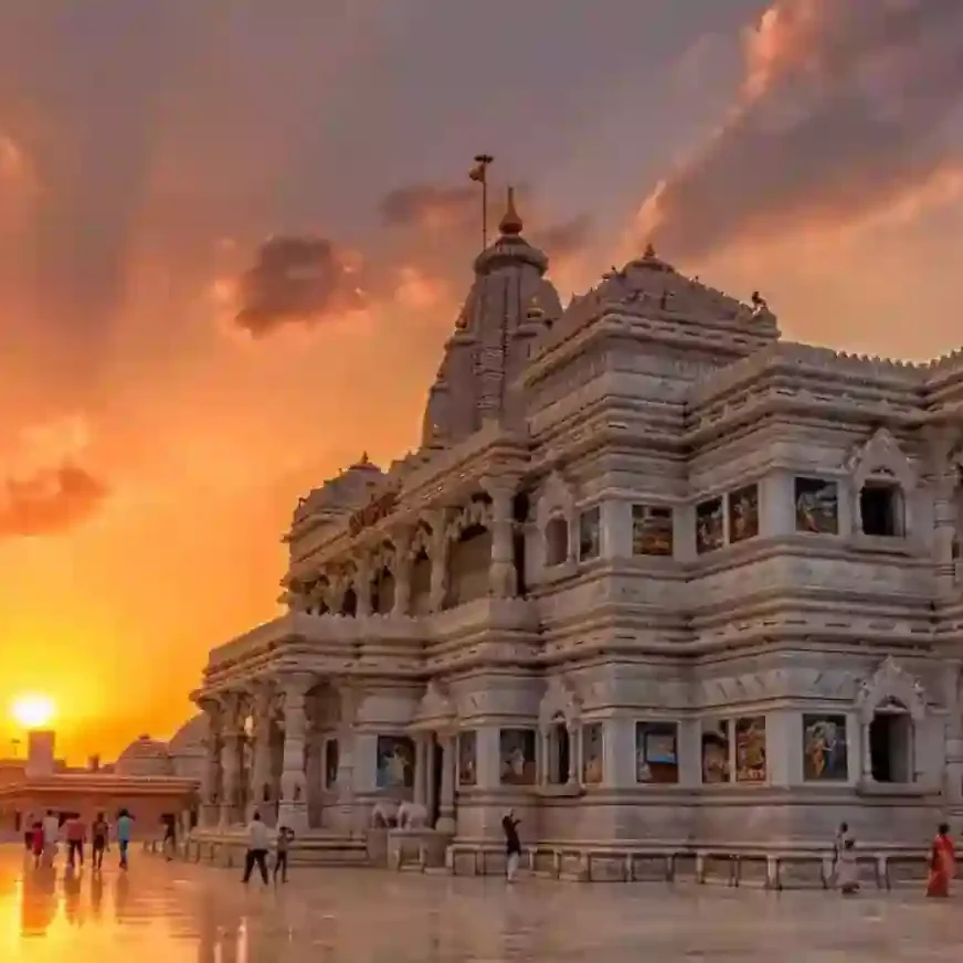 vrindavan mandir sunset view vrindavan global hoabl plot