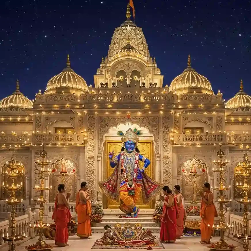 isckon temple lord krishna murti vrindavan global hoabl plot