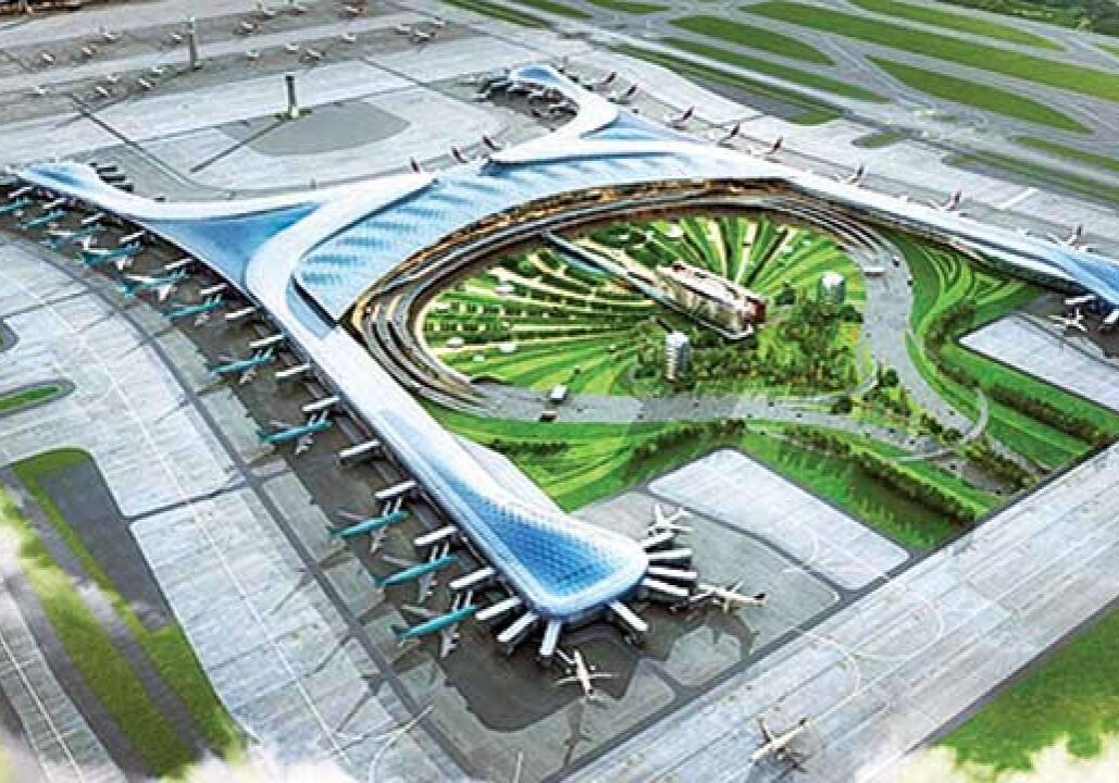 jewar airport aerial view coonectivity form navratan vrindavan hoabl